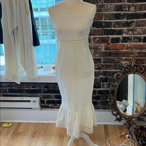 ASOS White Strapless Dress with Lace Detail